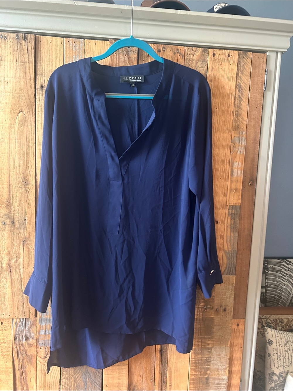 Eloquii Deep Blue Long-Sleeve V-Neck Tunic